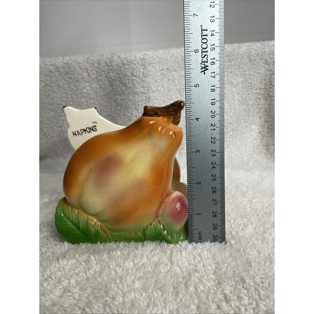 Vtg Ucago Japan Pear  Fruit Napkin Holder Ceramic Kitch 1960s MINT